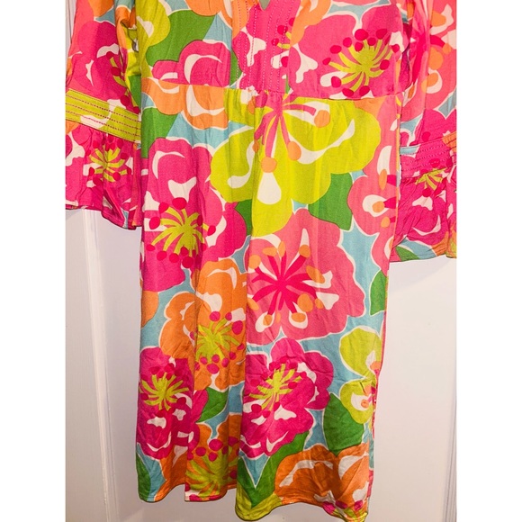 LILLY PULITZER PETUNIA PARADISE SILK BLEND FLORAL COLORFUL RESORT DRESS MEDIUM - Picture 5 of 5